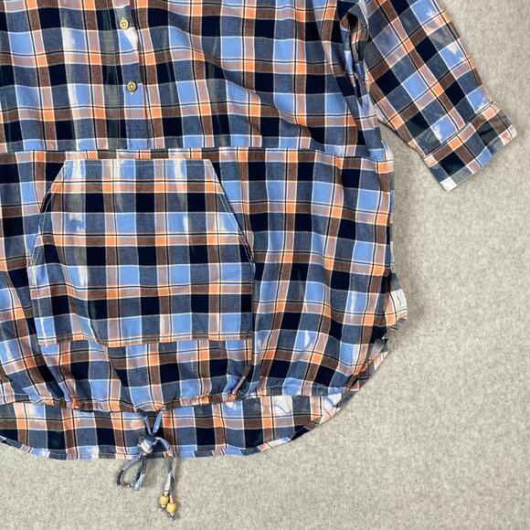 Anthropologie Pilcro Womens L Plaid Henley Tunic 3/4 Sleeve Oversized - Picture 3 of 6